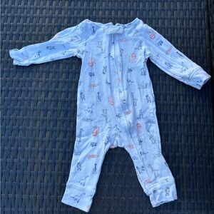 Blue Baby One Piece with Animal Print